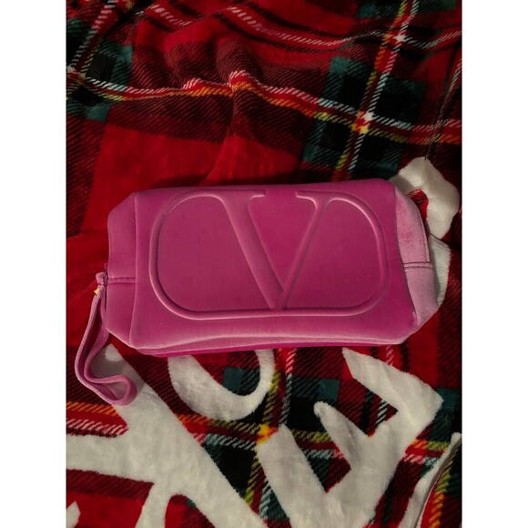 Valentino Handbags - Valentino pink velvet pouch